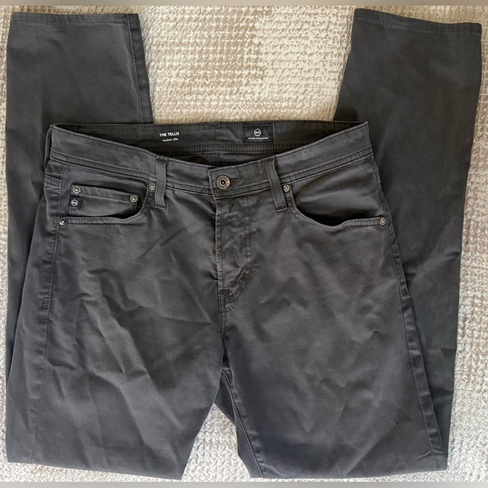 AG Tellis Modern Slim Jeans 30x34 Hemmed 30” Gray Stretch